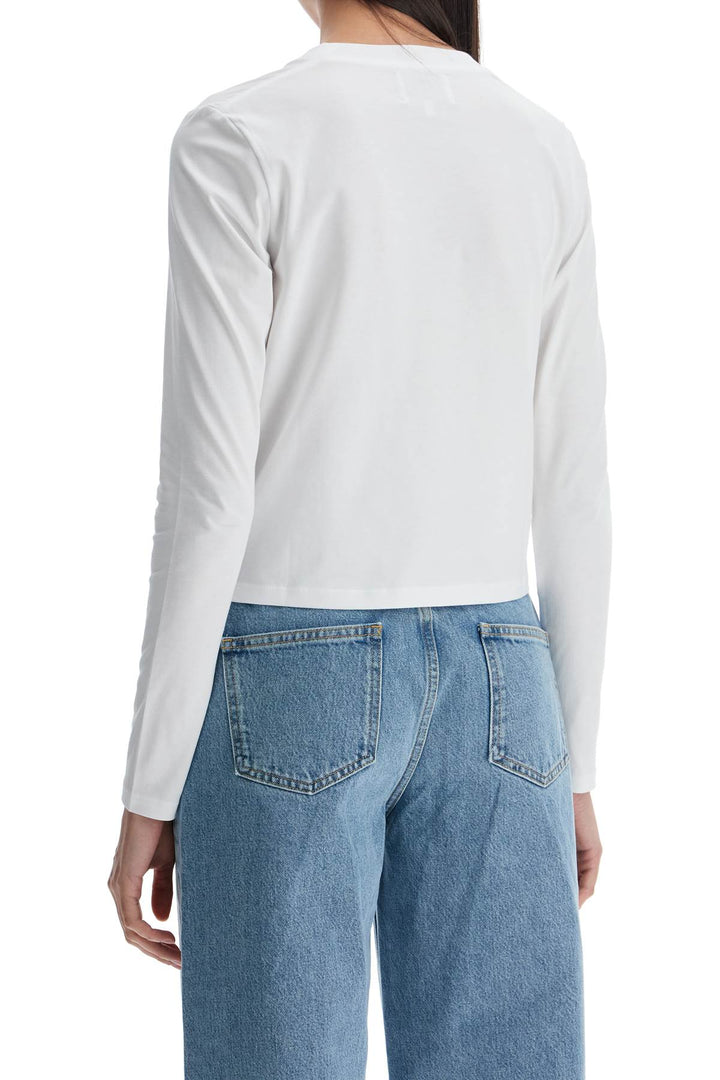 cropped long sleeve t-shirt white in organic cotton-2