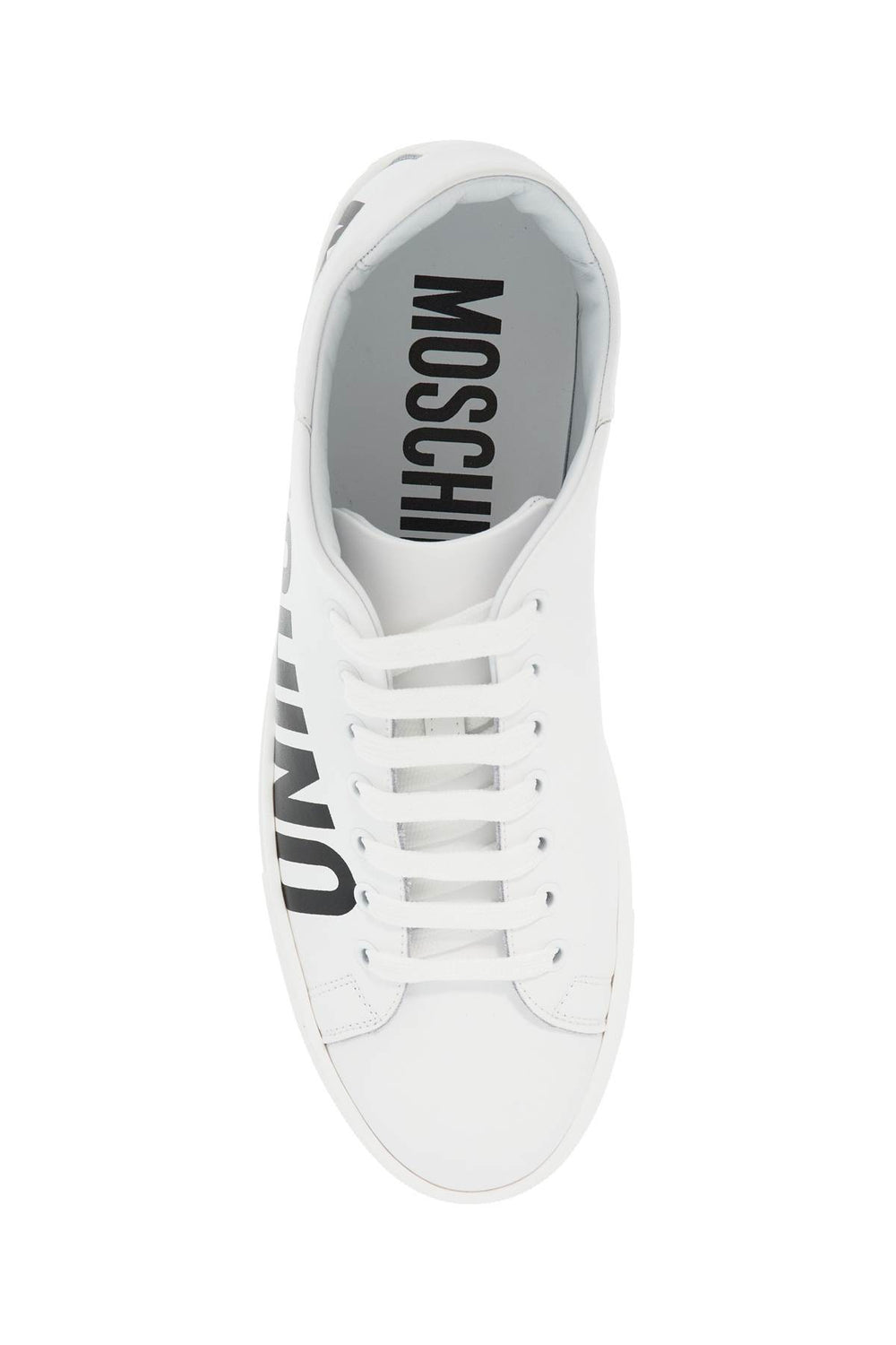 leather sneakers with logo print-1