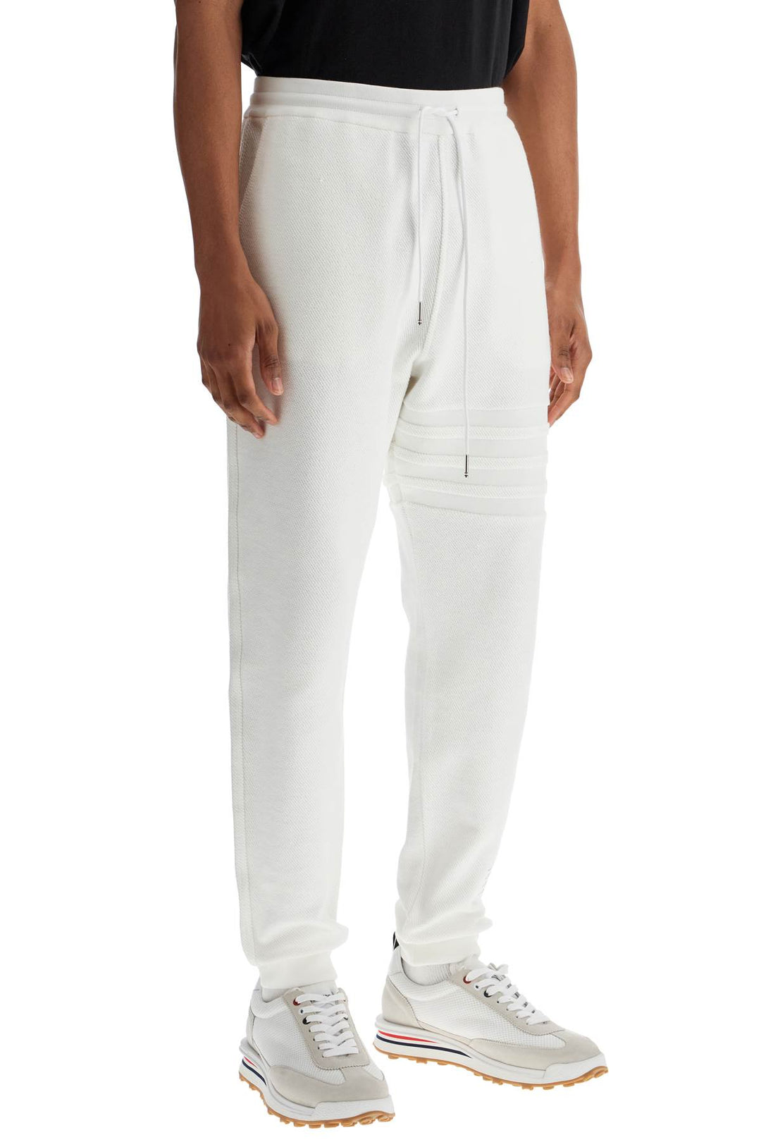 white cotton sweatpants with 4 stripes-1