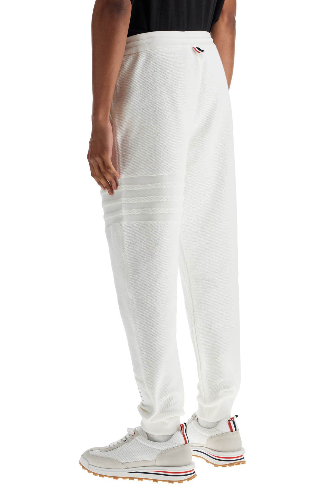 white cotton sweatpants with 4 stripes-2