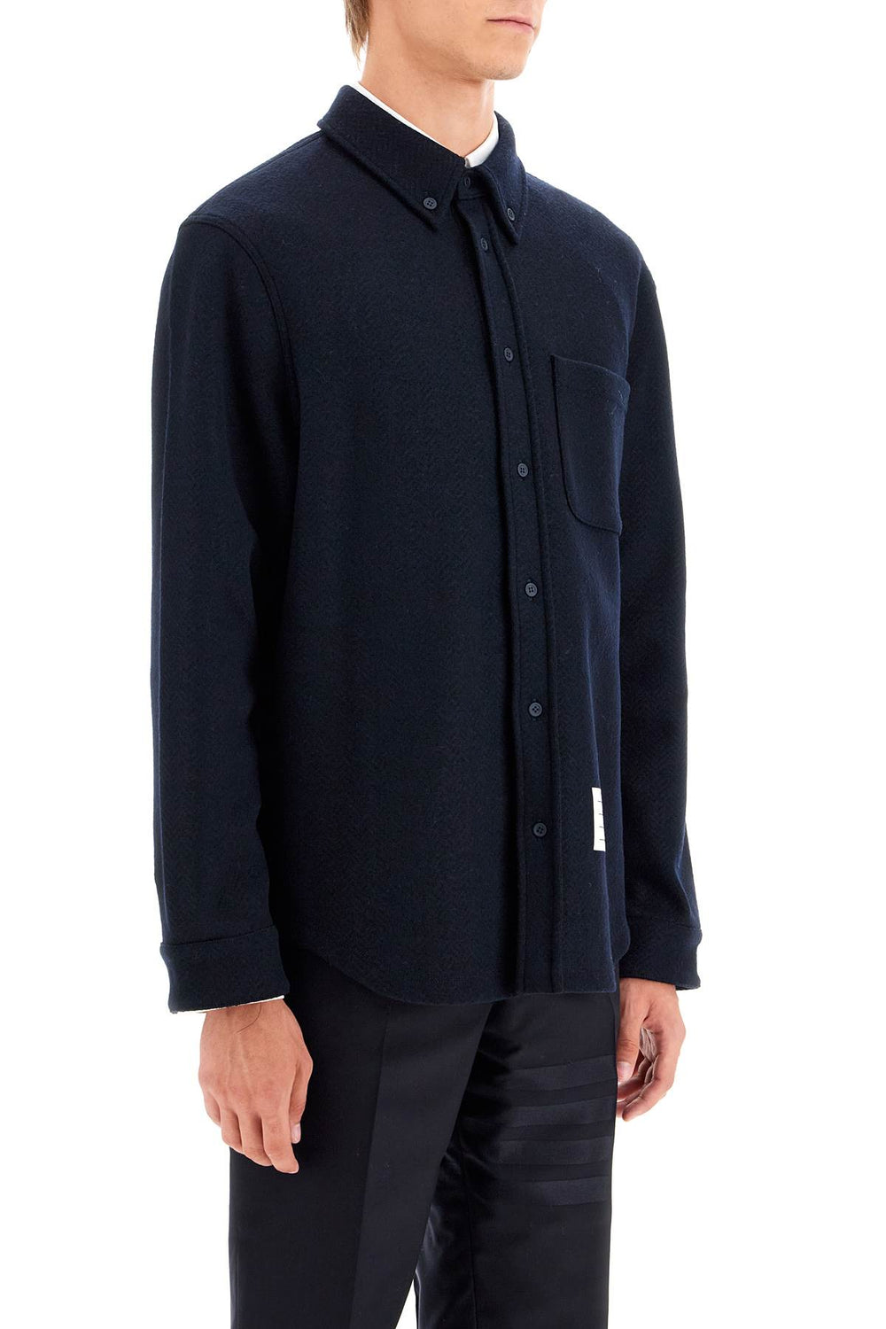 herringbone wool blend overshirt-1