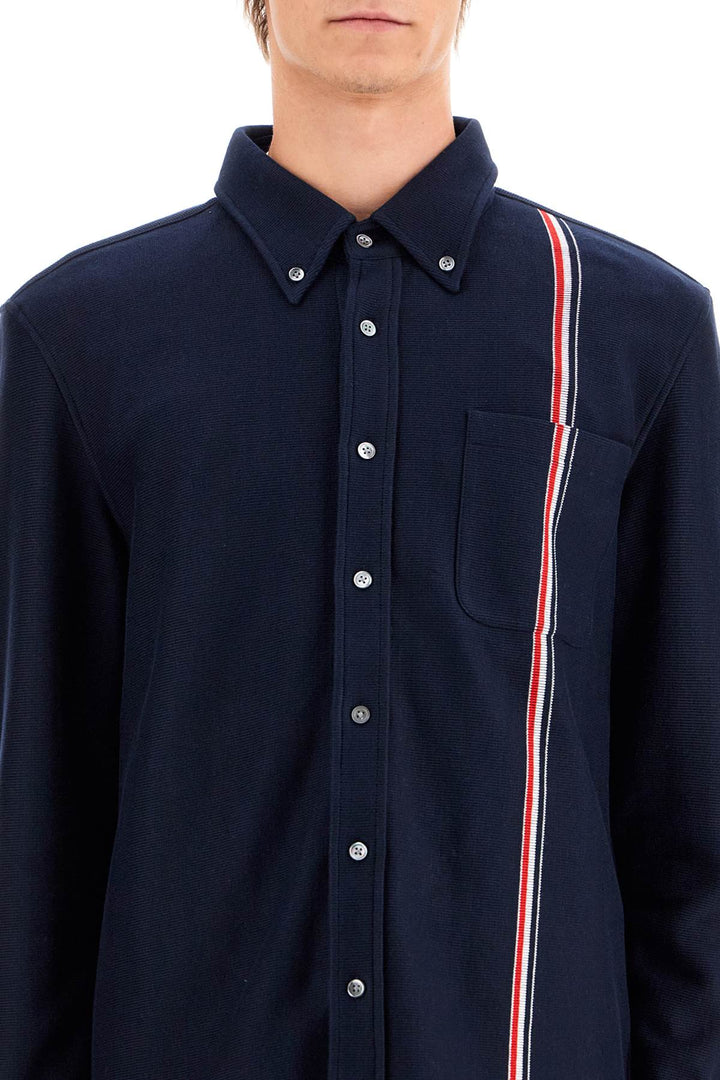 "button-down overshirt in knit with tricolor-3