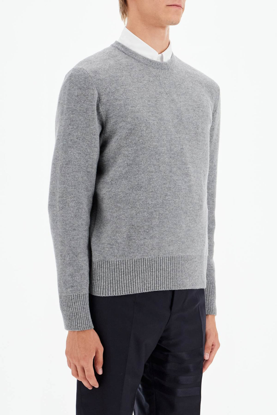 wool piqué crewneck pullover-1