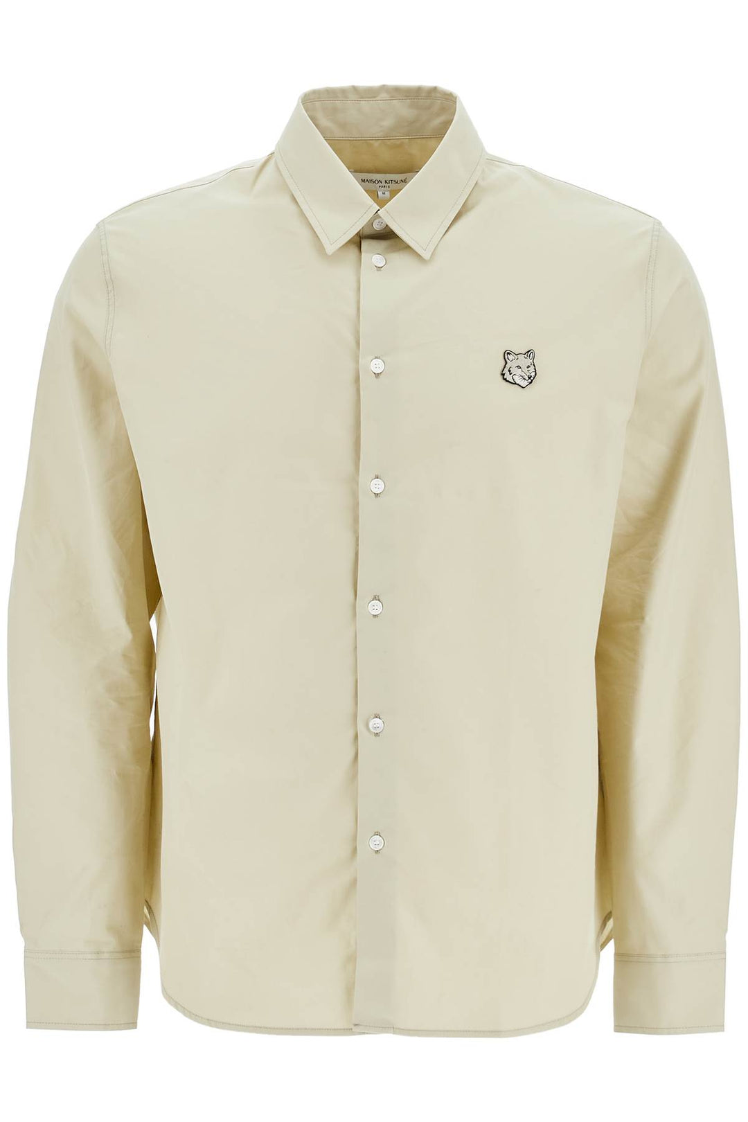 light green cotton shirt with fox embroidery-0