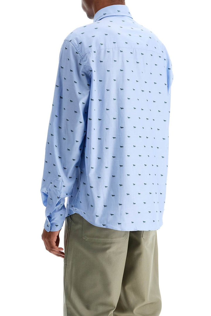 light blue casual cotton shirt with print-2