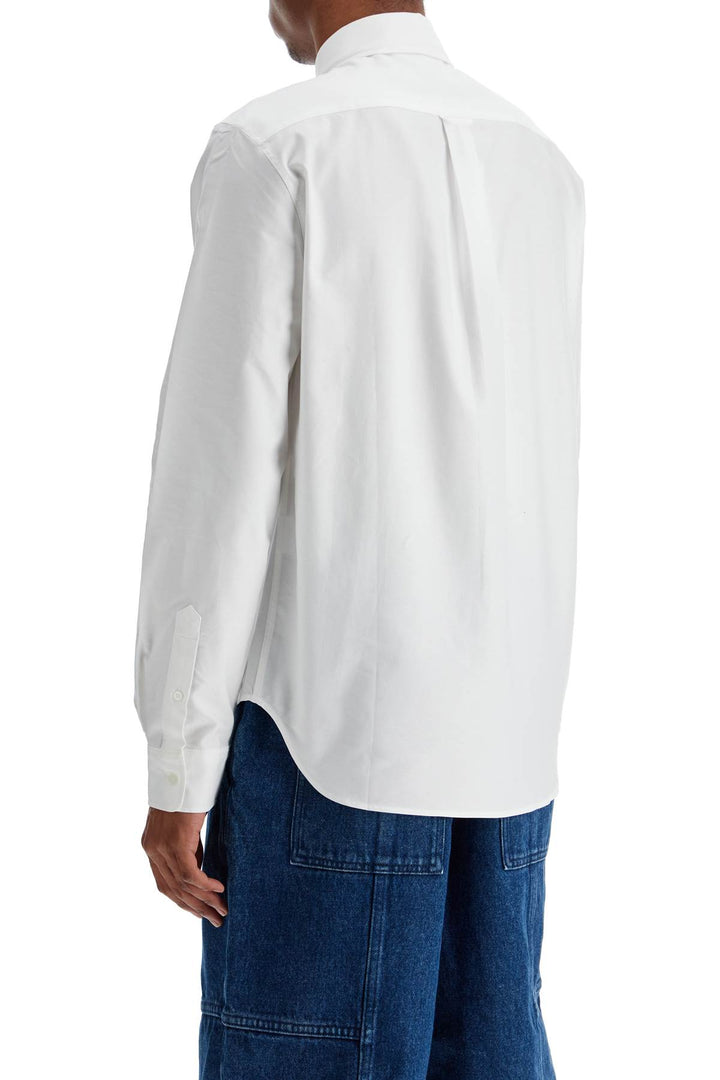 men's white cotton shirt with fox embroidery-2