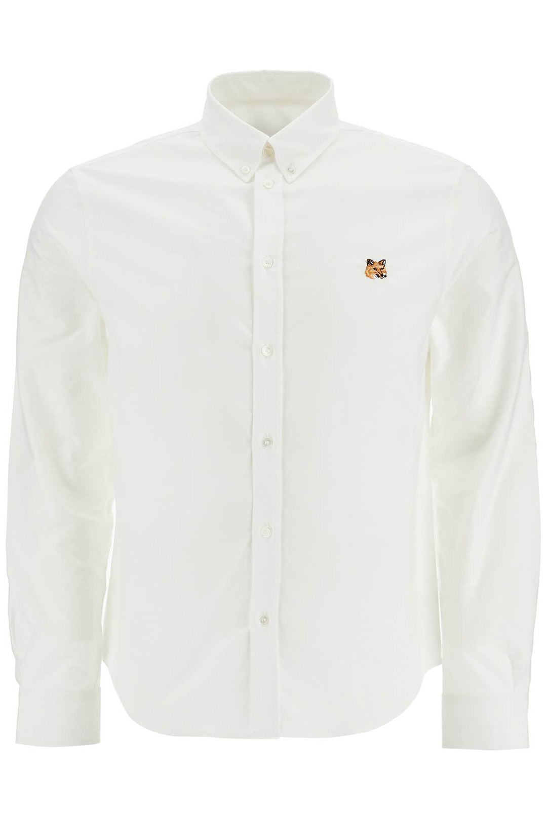 men's white cotton shirt with fox embroidery-0