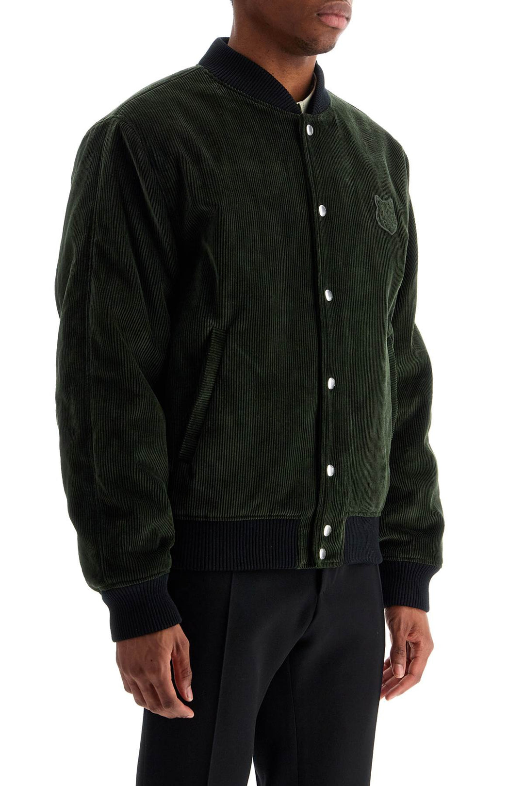 ranger green polyester bomber with embroidered logo-1