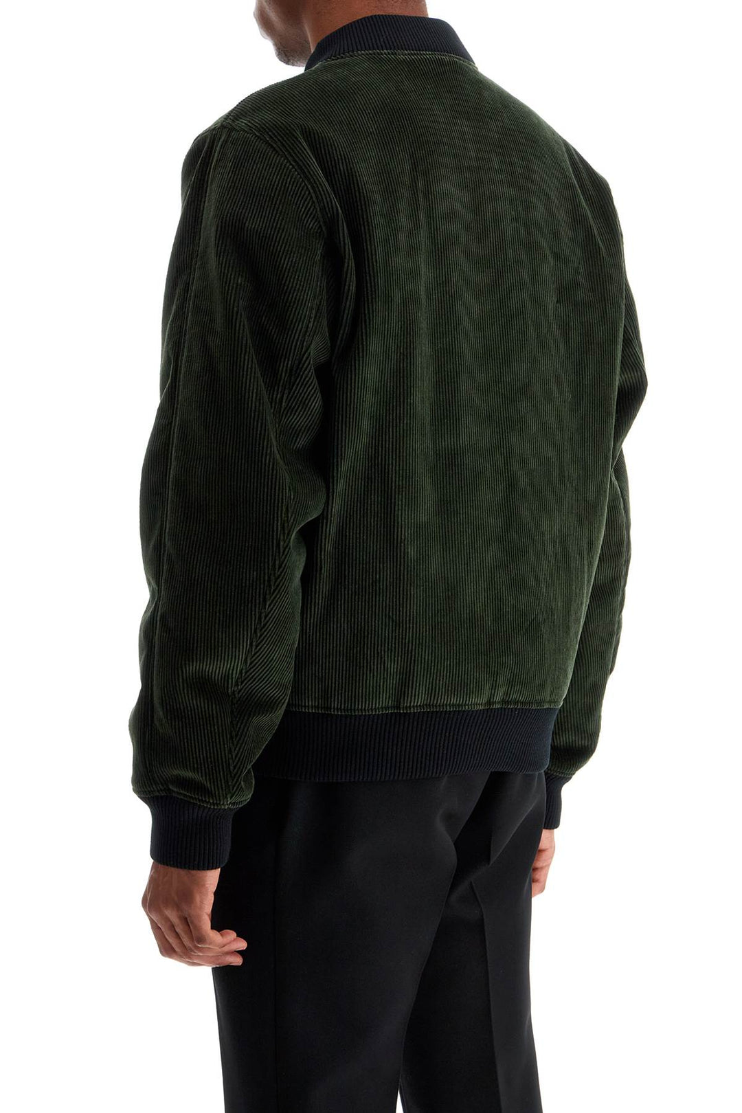 ranger green polyester bomber with embroidered logo-2