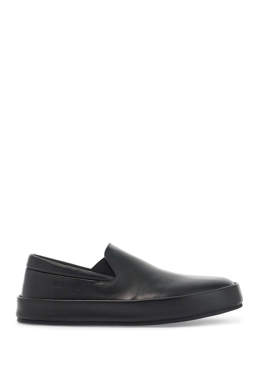 minimalist black calfskin slip-on slippers with rubber sole-0