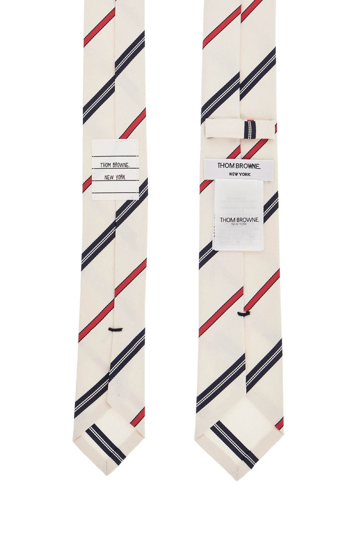 classic ivory tie with red and blue stripes in silk and cotton-1