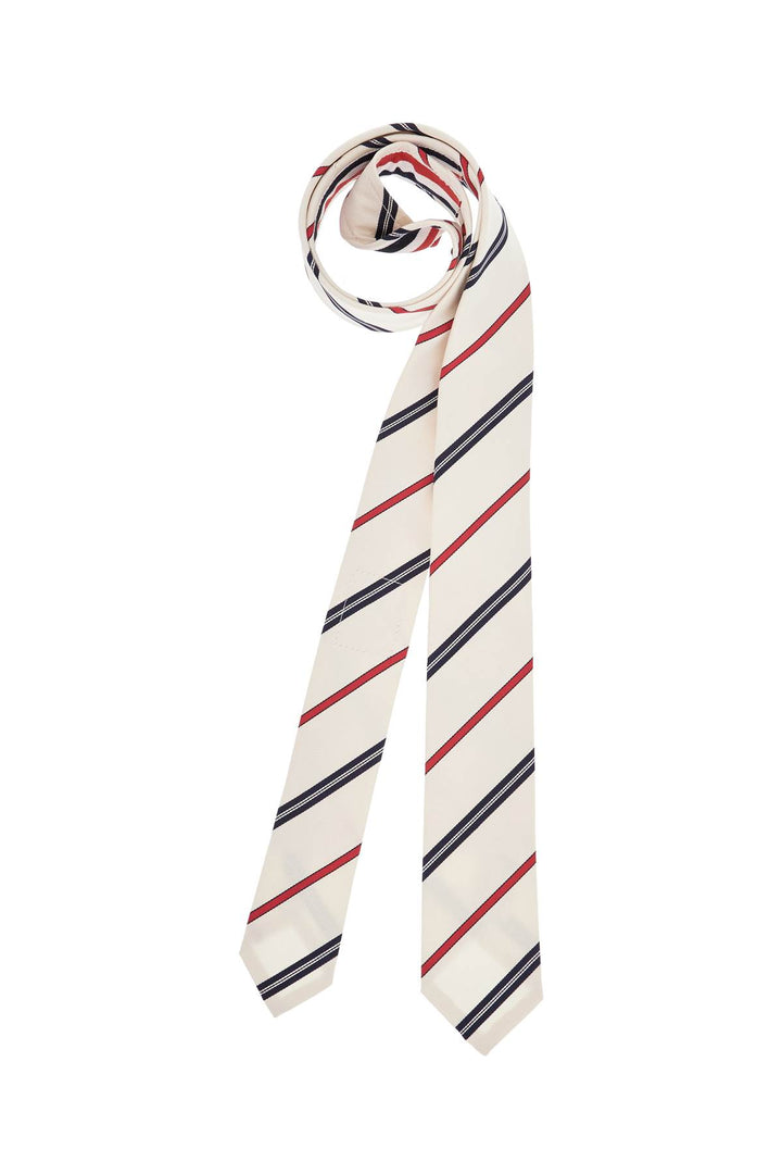 classic ivory tie with red and blue stripes in silk and cotton-0