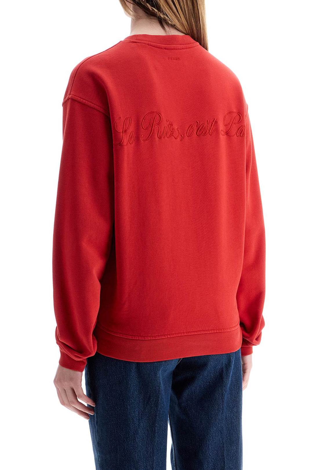 red cotton sweater with logo embroidery-2