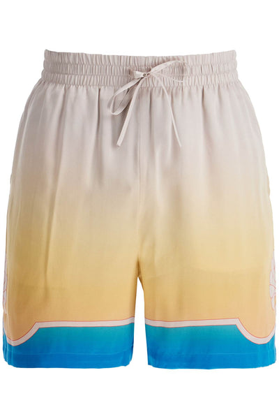 "colorful silk bermuda shorts set-0