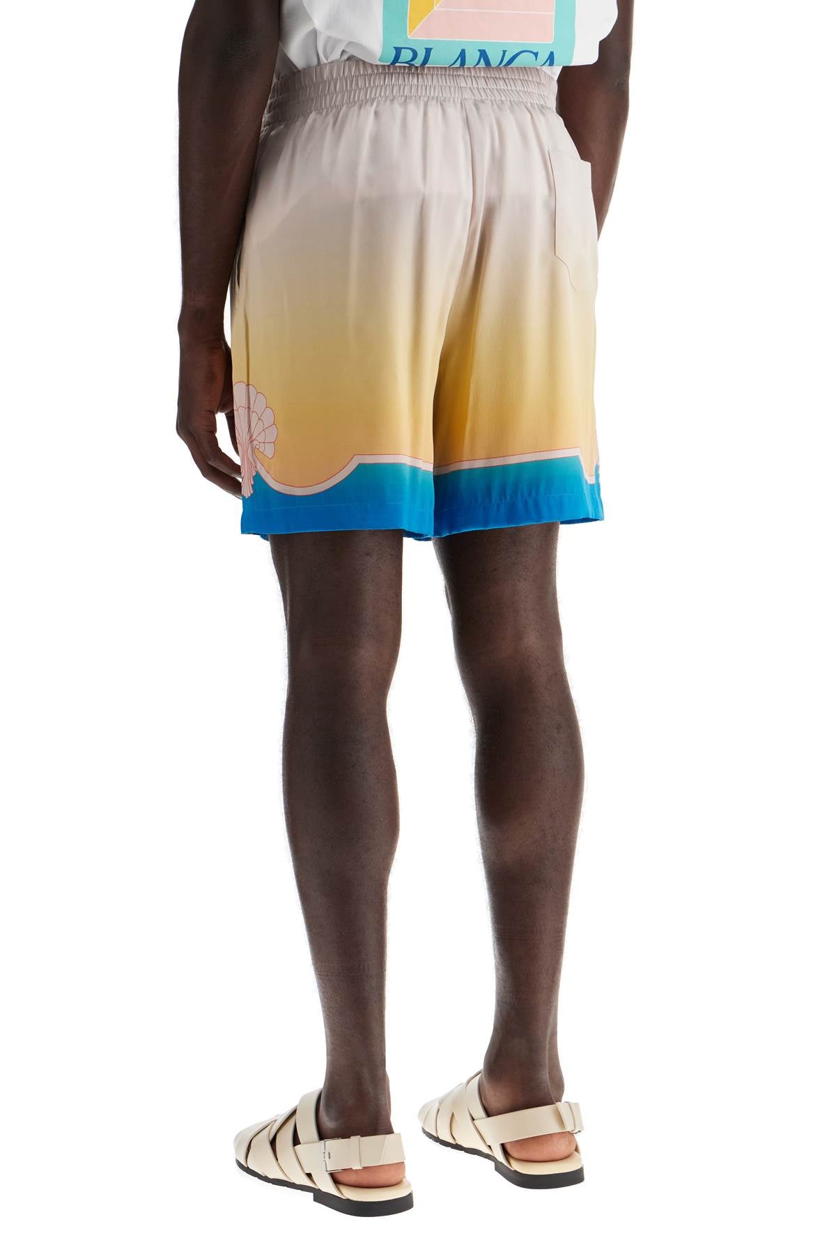 "colorful silk bermuda shorts set-2