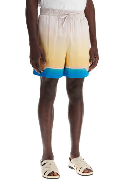 "colorful silk bermuda shorts set-1