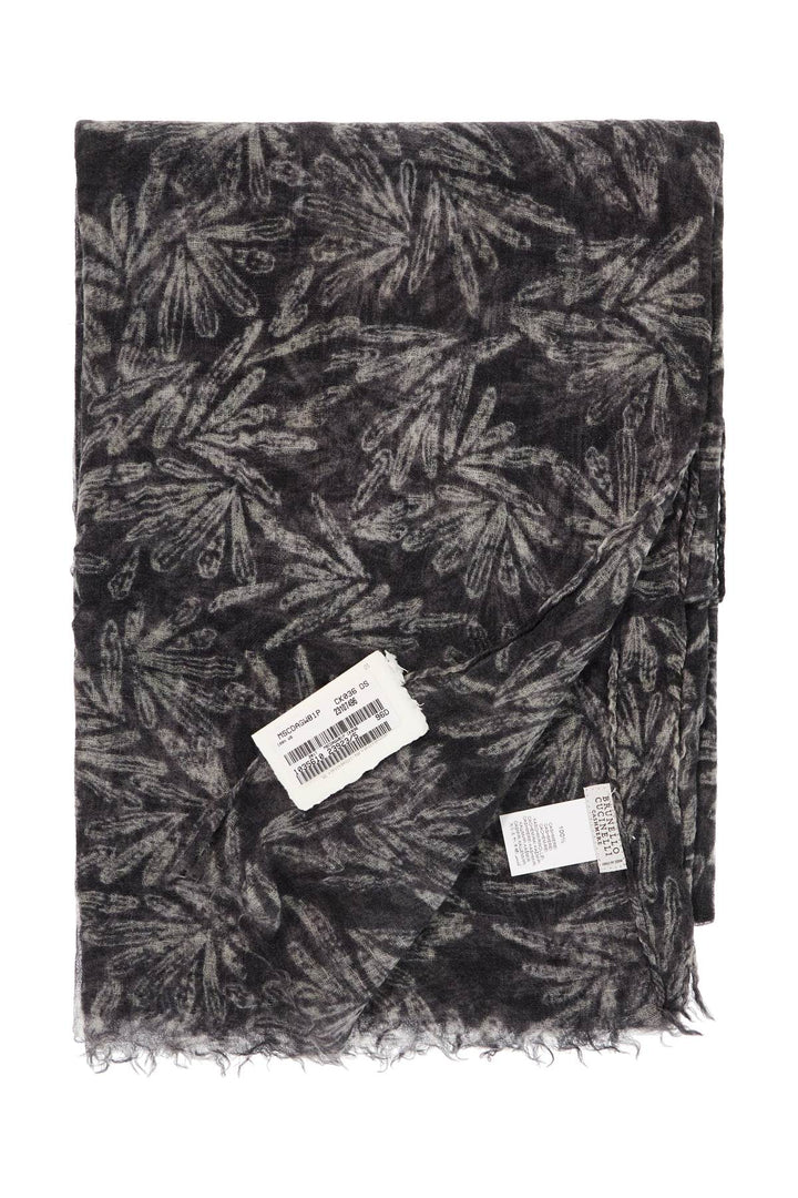 "cashmere scarf with fern print"-1