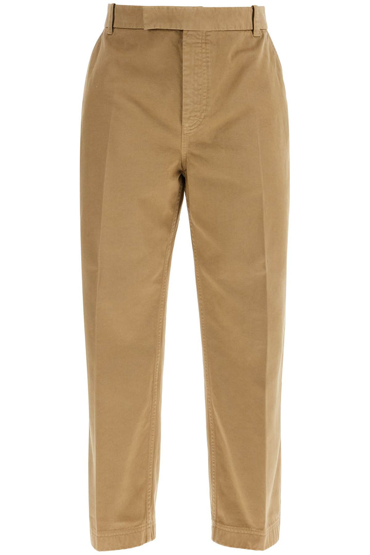 camel cotton chino pants with tricolor ribbon-0