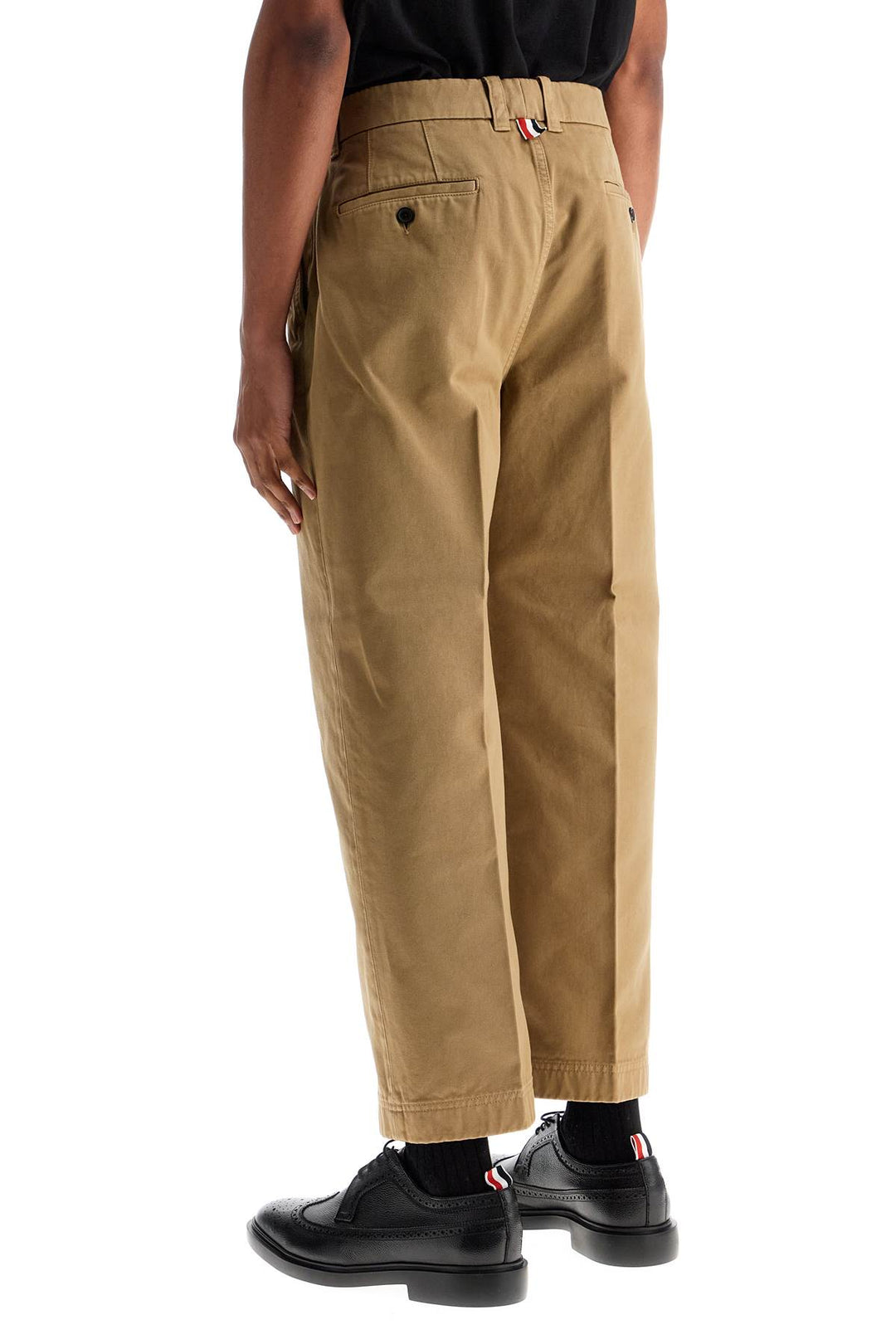 camel cotton chino pants with tricolor ribbon-2