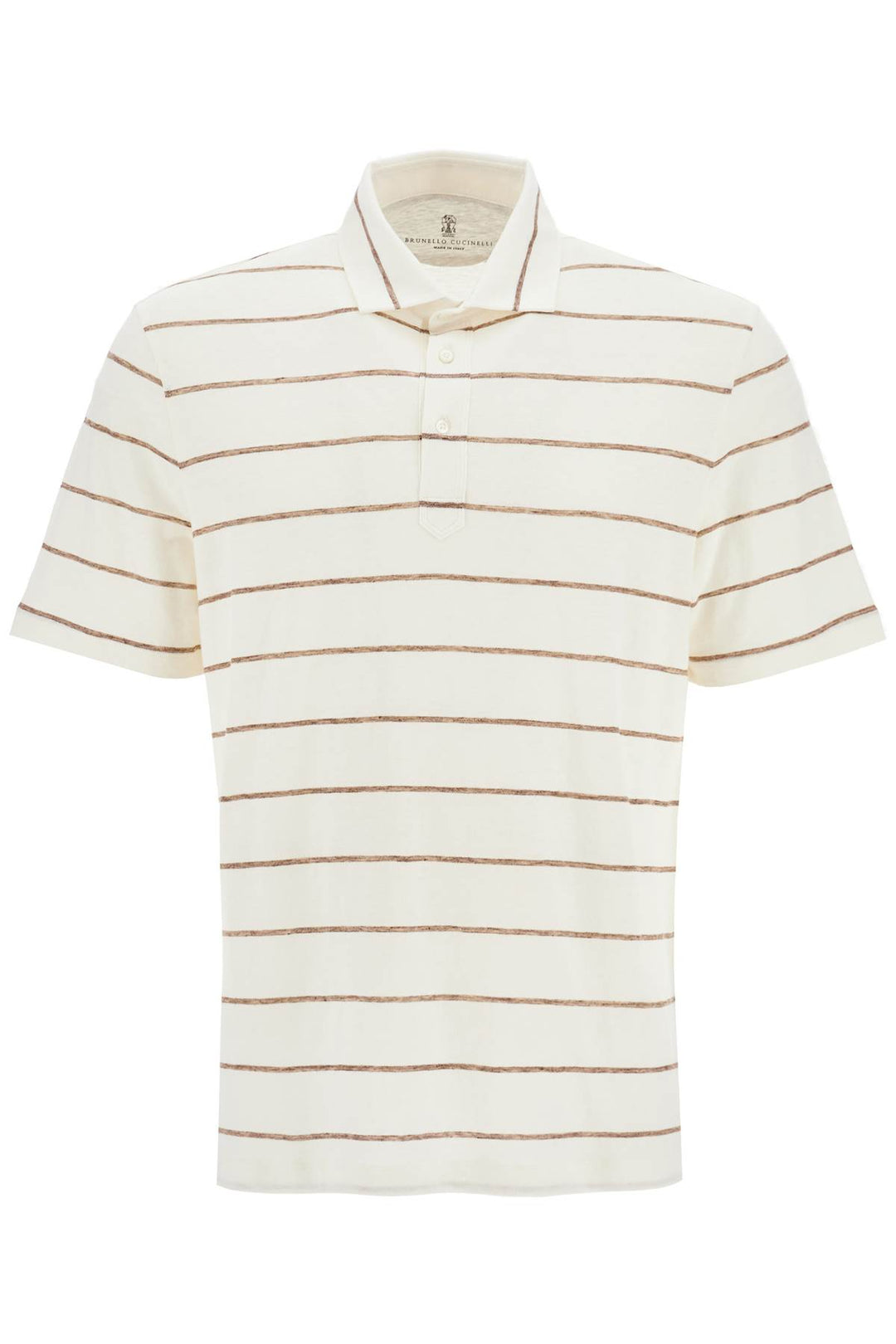 striped linen and cotton polo shirt-0