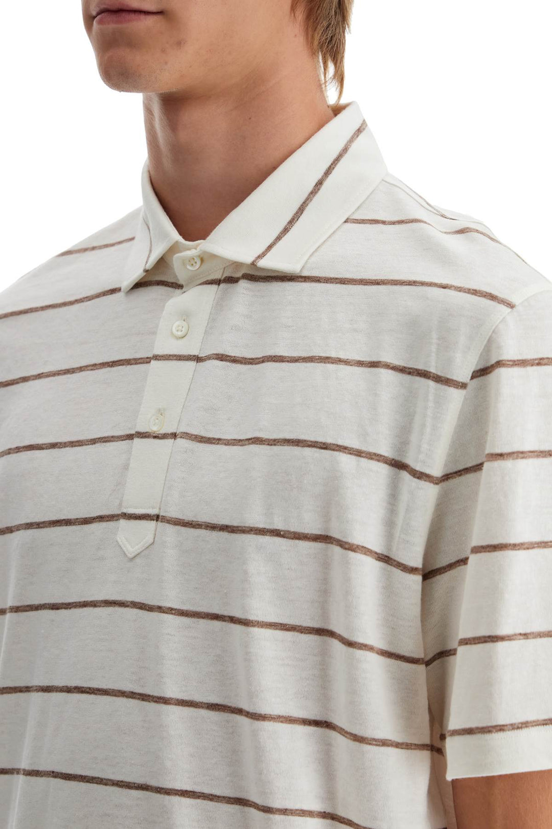 striped linen and cotton polo shirt-3