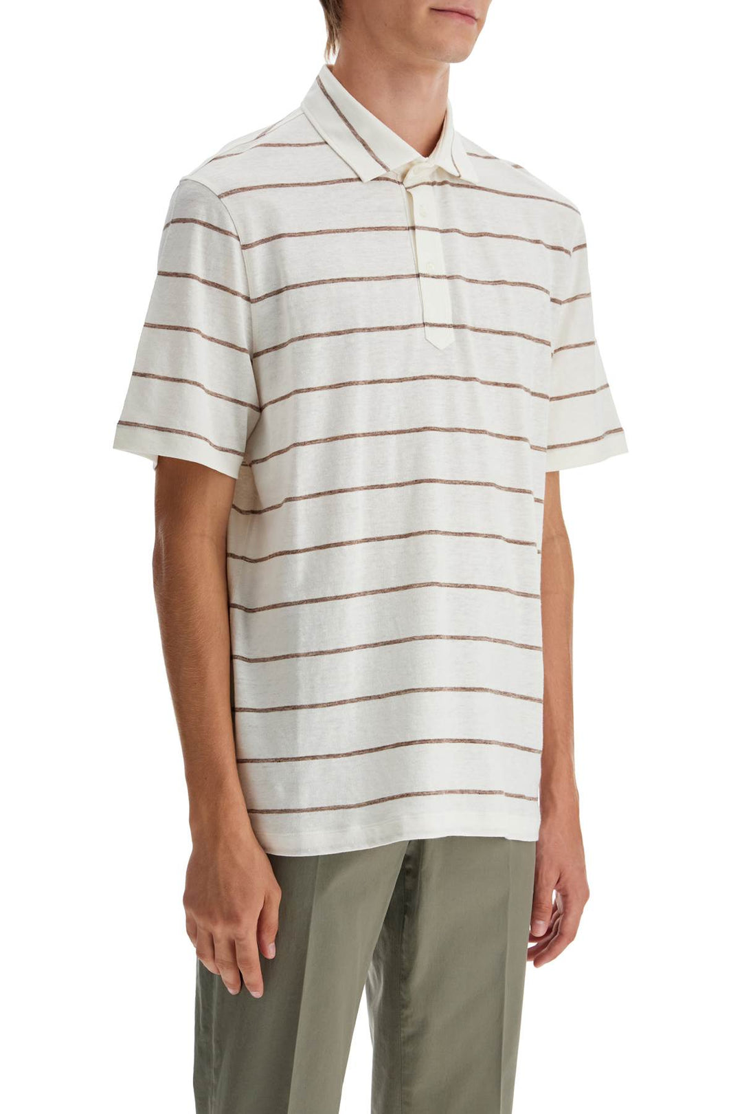 striped linen and cotton polo shirt-1