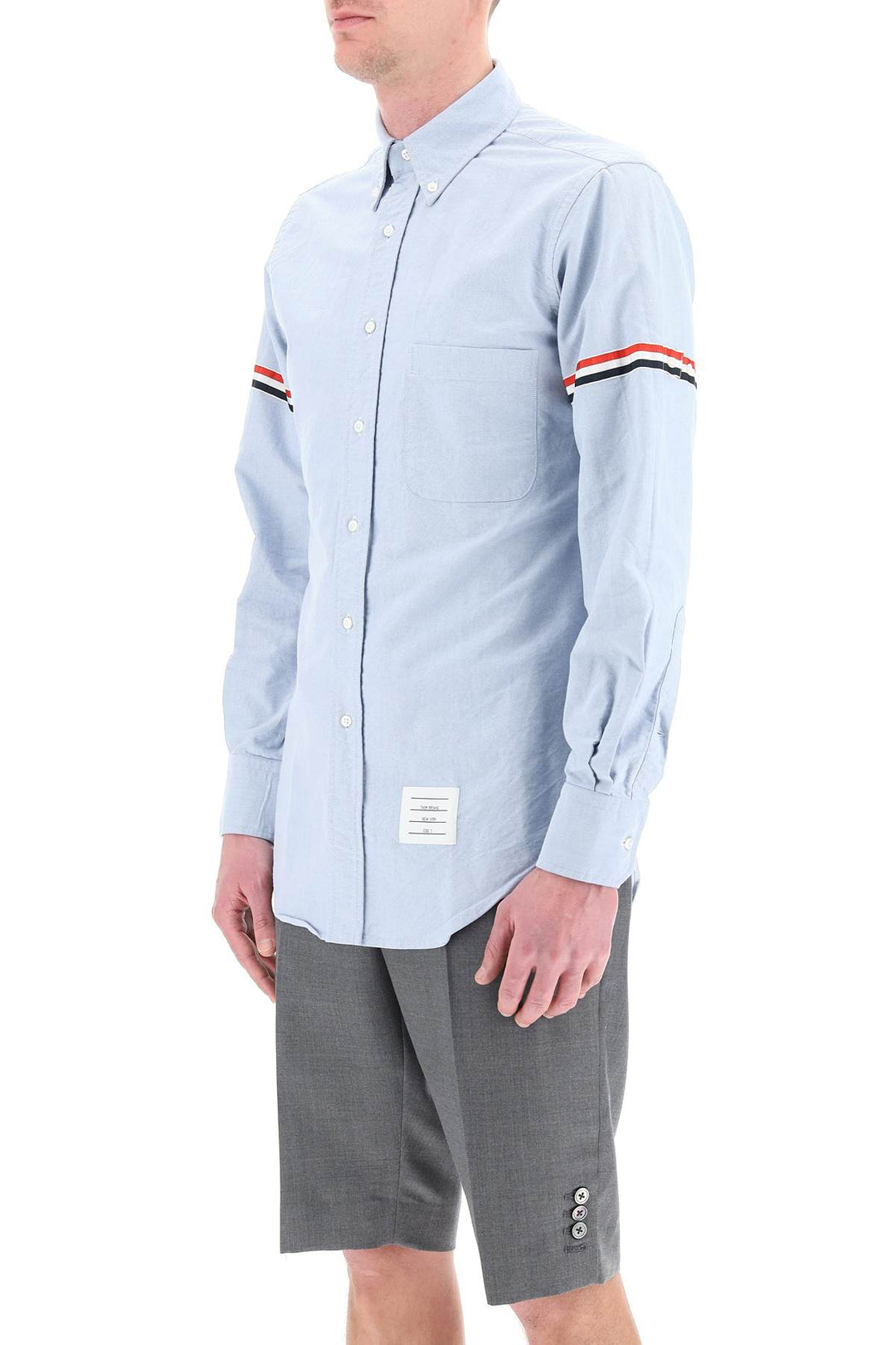 poplin button-down shirt with rwb armbands-3
