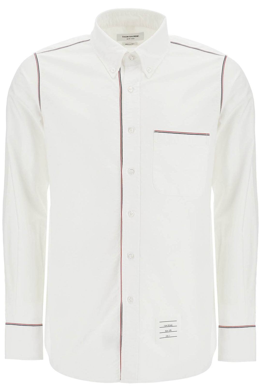 button-down shirt with gros-grain trim-0