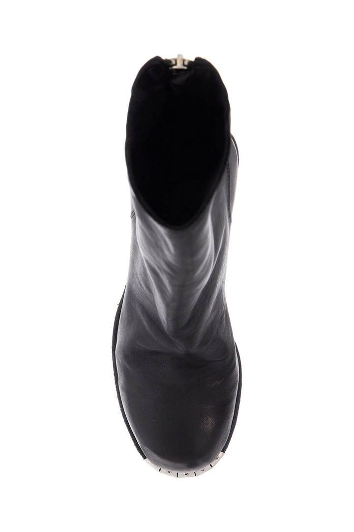 black horse leather boots with side zip and metal insert-1