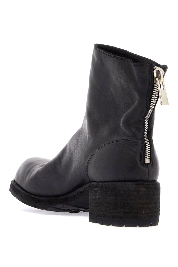 black horse leather boots with side zip and metal insert-2