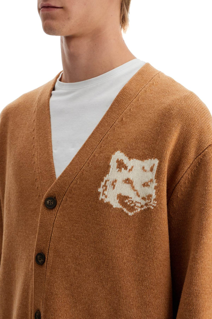 "fox head wool cardigan with-3