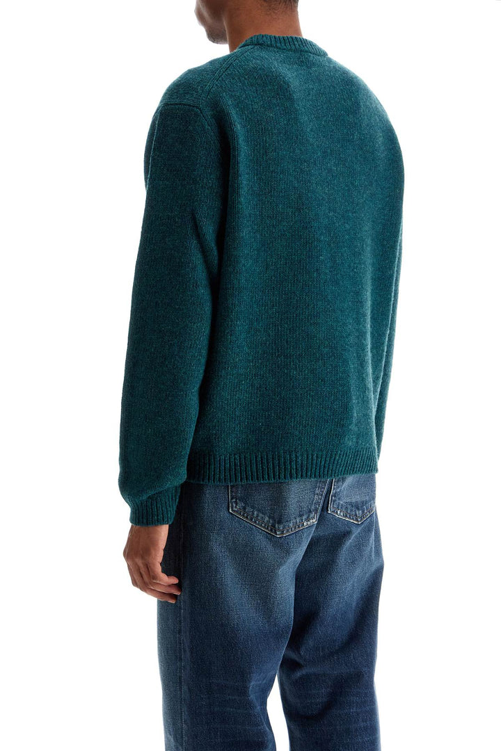 green wool sweater with fox intarsia-2