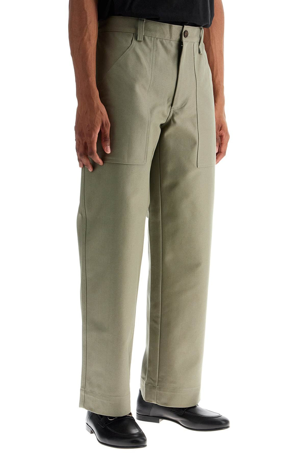 gray cotton wide leg work pants-1