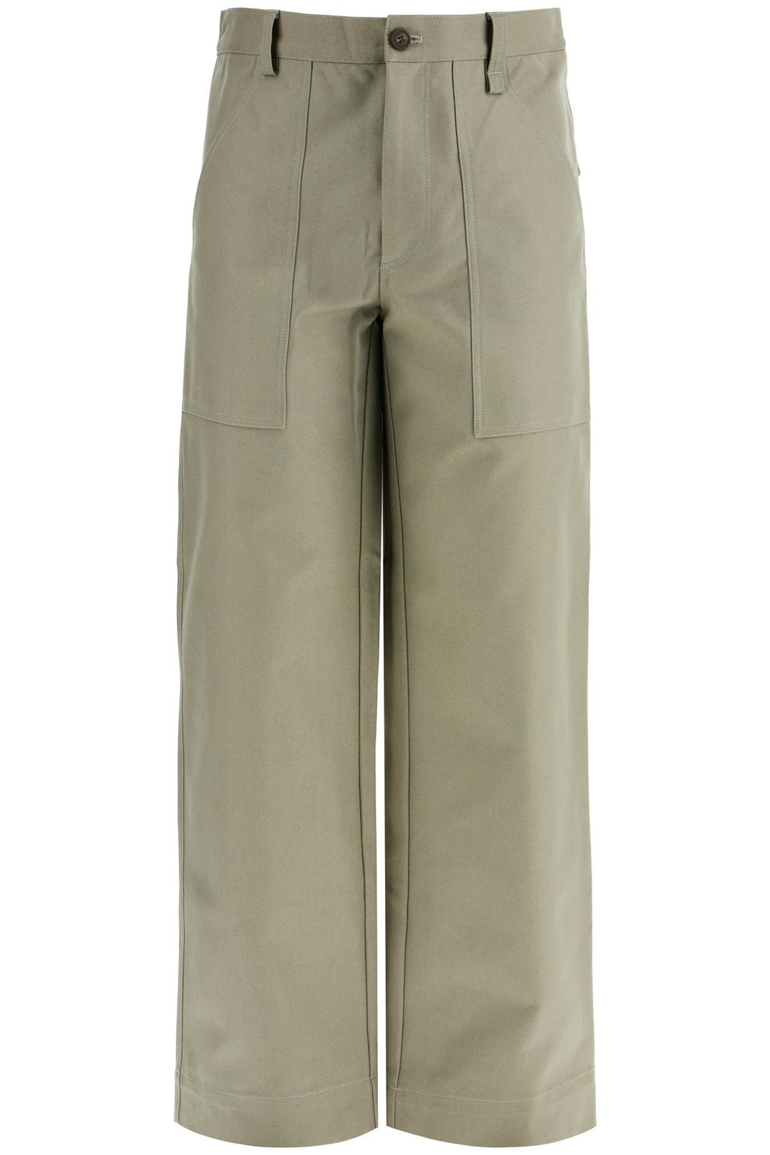 gray cotton wide leg work pants-0