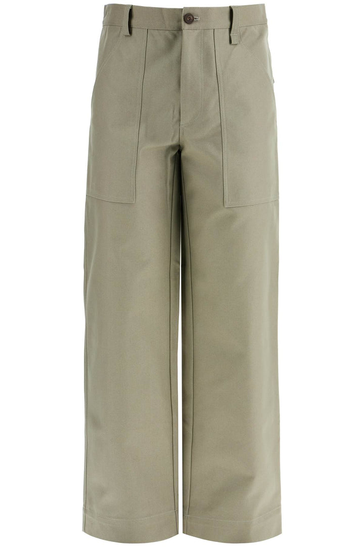 gray cotton wide leg work pants-0