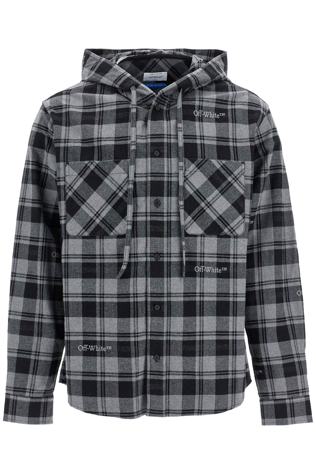 checked overshirt with hood-0