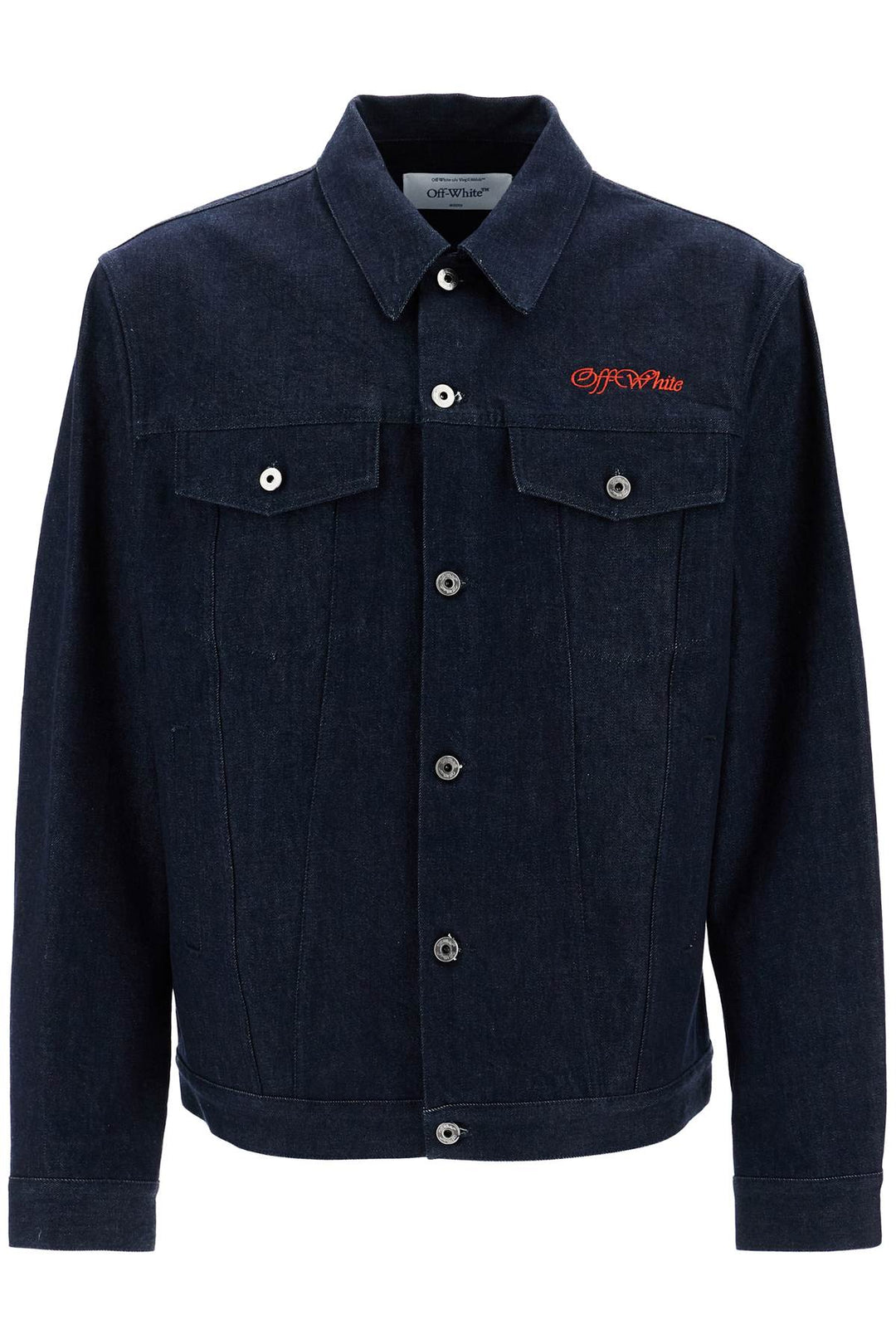 denim shirt jacket with button closure-0