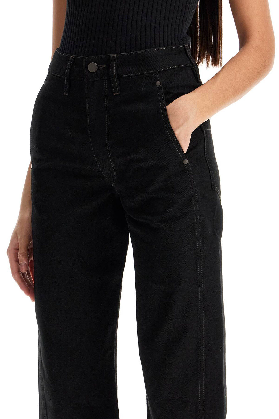 cropped pants with twisted seams-3