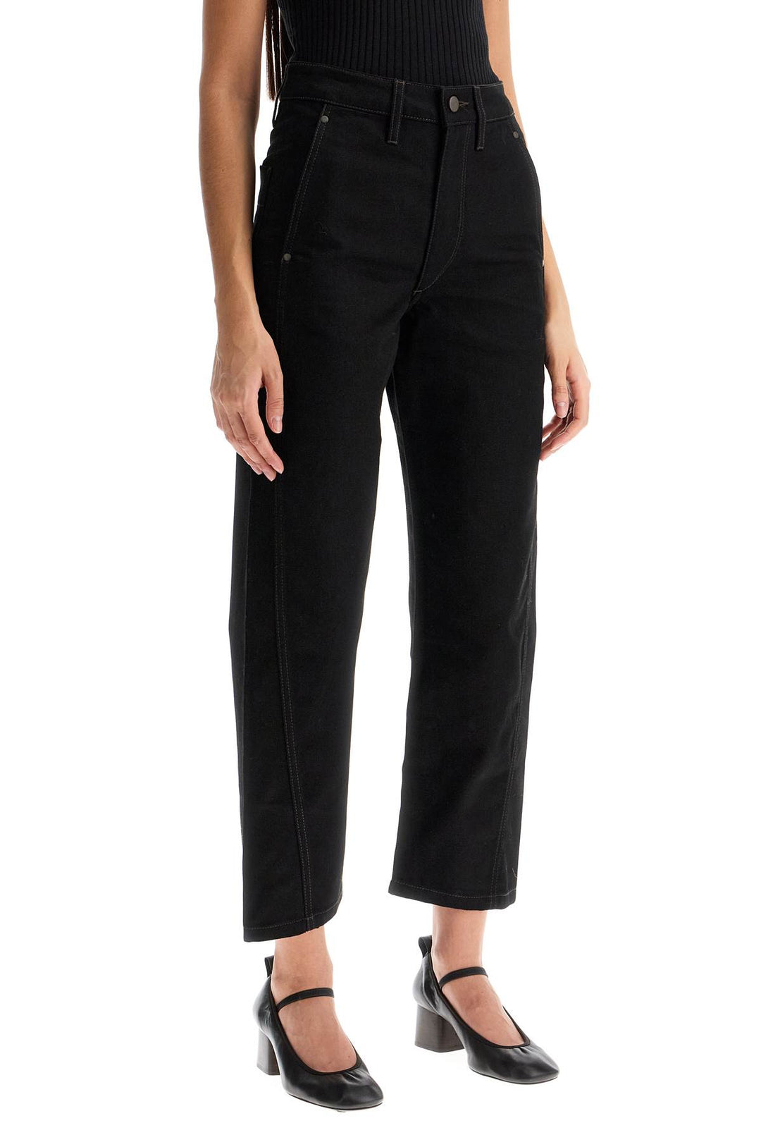 cropped pants with twisted seams-1