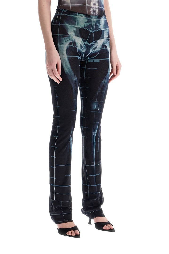 black polyamide pants with skeleton print-1