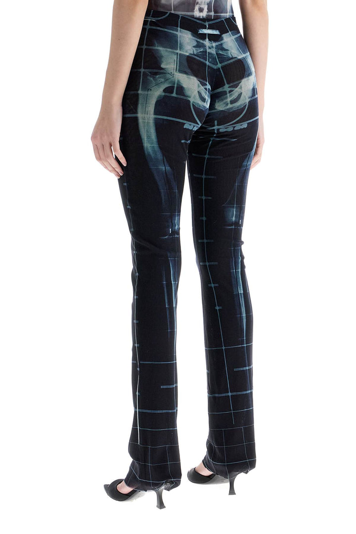 black polyamide pants with skeleton print-2