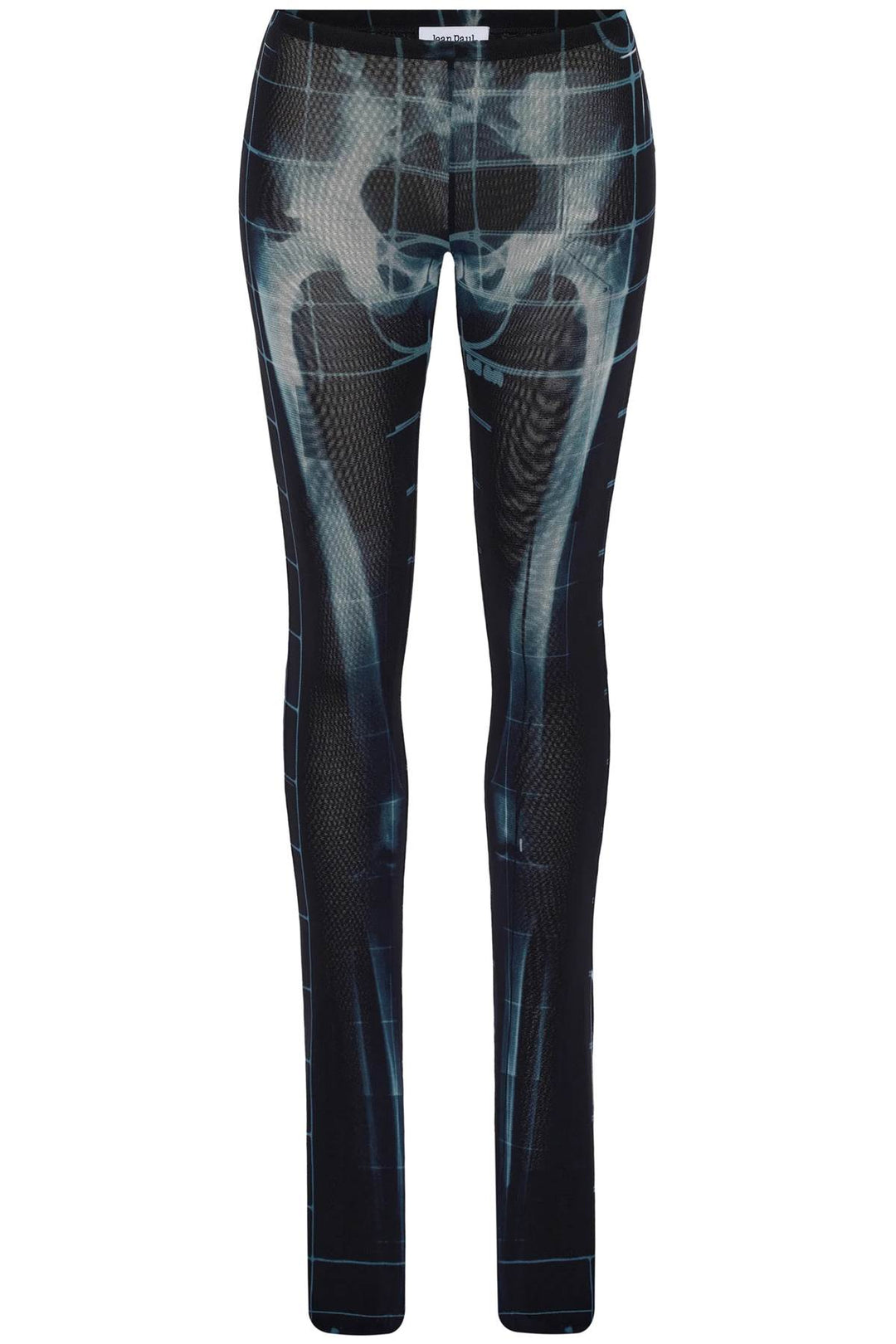 black polyamide pants with skeleton print-0