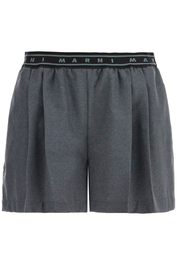 pleated shorts with branded band-0