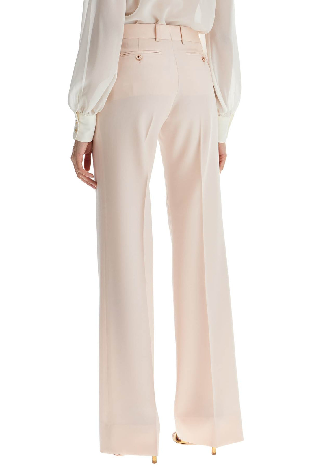 high waist wide leg pants in virgin wool light blush-2