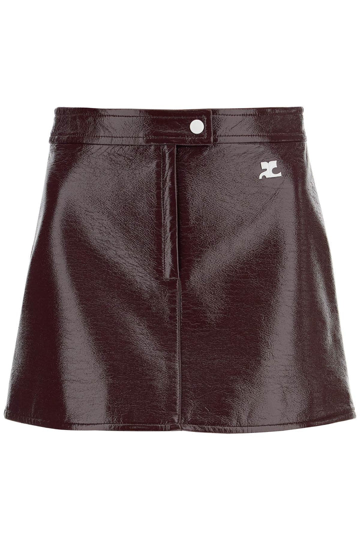 vinyl effect mini skirt-0