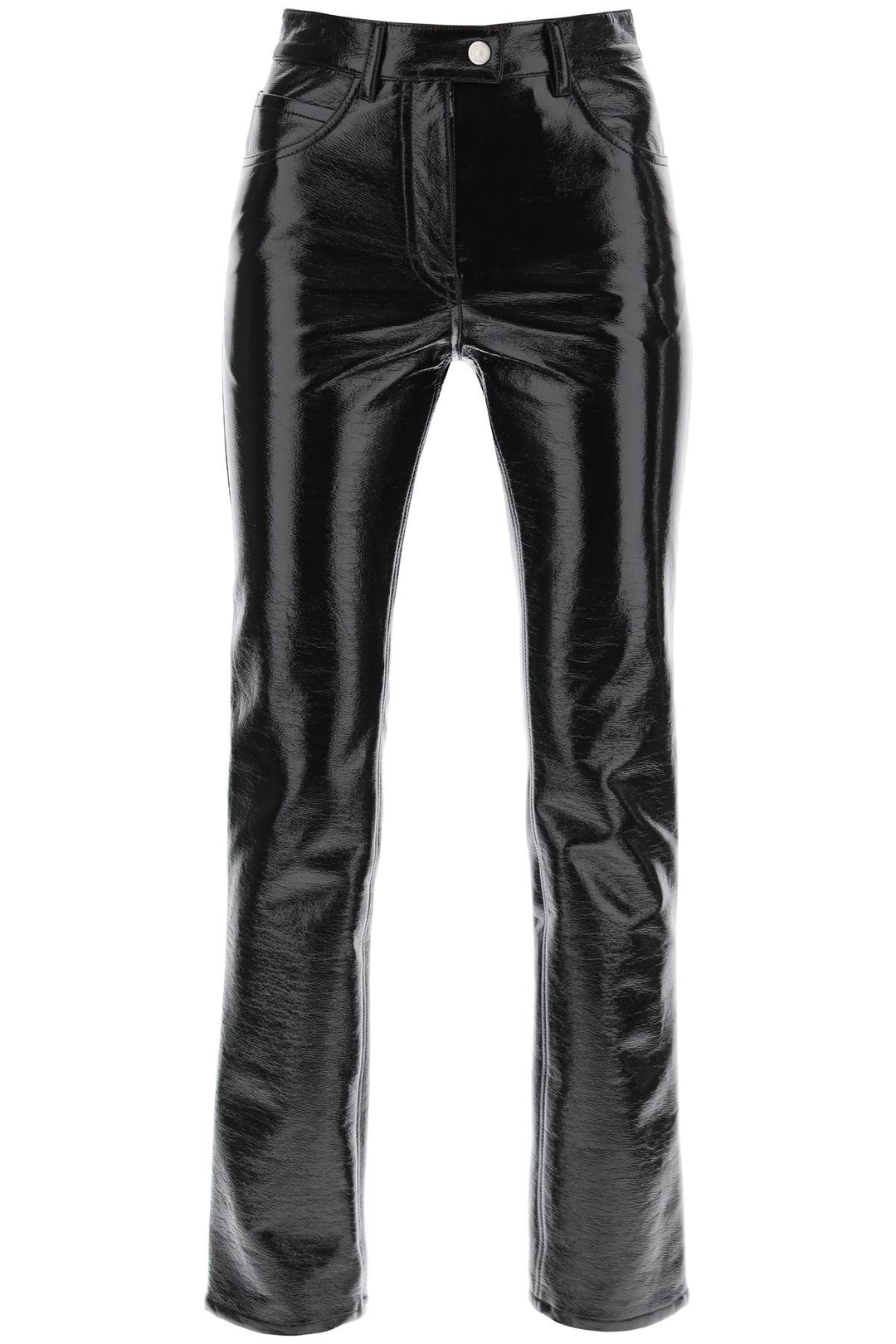 vinyl-effect coated cotton pants-0