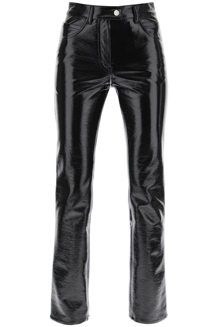 vinyl-effect coated cotton pants-0