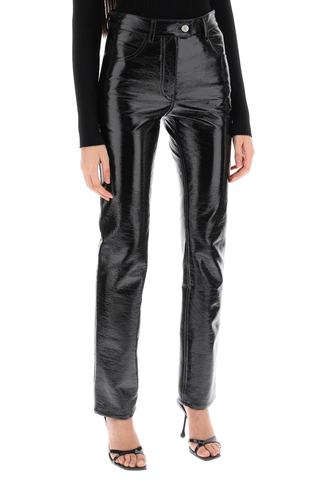 vinyl-effect coated cotton pants-1