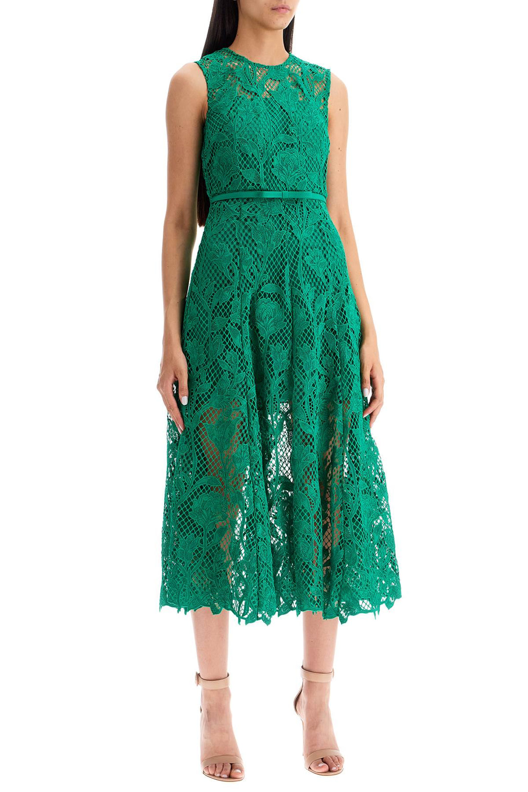 sleeveless midi lace dress-1