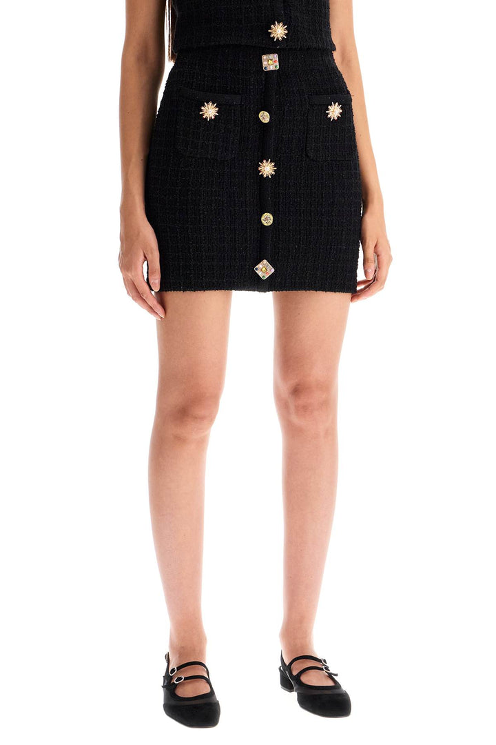 "knitted mini skirt with jewel buttons-1